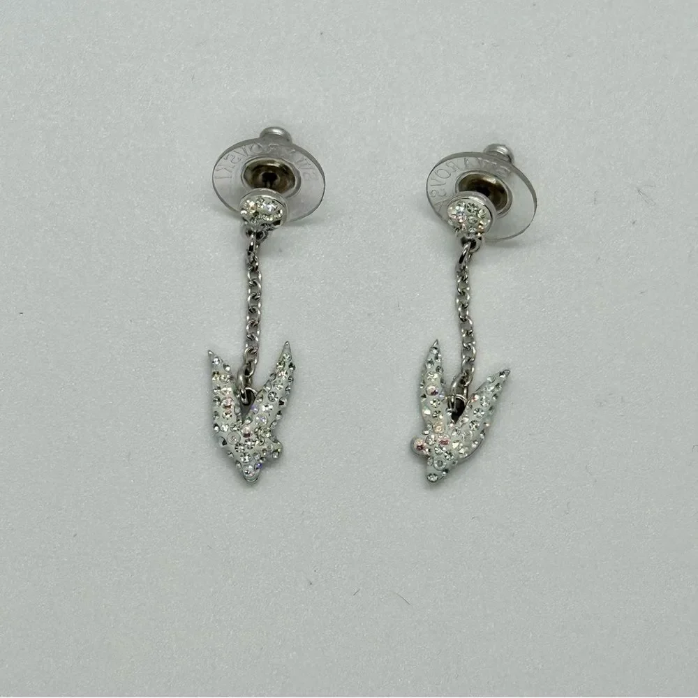 Swarovski Silver Teardrop Earrings with Crystal Detailing